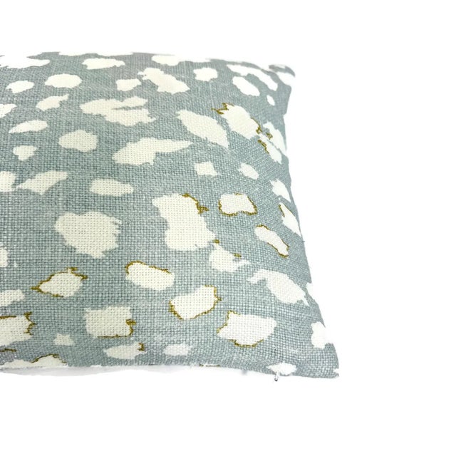 Modern Jan Showers for Kravet Lynx Dot in Ciel Pillow Cover - Rectangle Lumbar - Light Blue With Cream Animal Spot Linen Print Cushion Case For Sale - Image 3 of 5