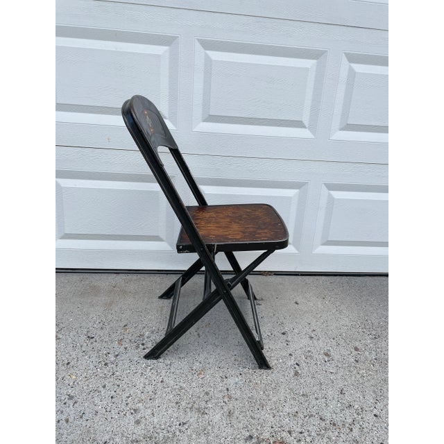 Oxblood Red Mid 20th Century Industrial Metal Vintage Vfw Folding Chair For Sale - Image 8 of 10