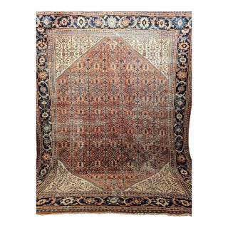 Antique Persian Mahal Sultanabad Rug, Hand-Knotted Wool, Geometric Pattern, 10x13, Brick Red & Ivory For Sale