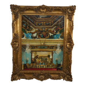 Late 20th Century Salon of Muses Baroque Oil Painting Vaux-Le-Vicomte After Charles Le Brun 53", Framed