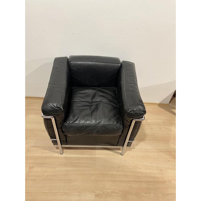 Early edition design classic lc2 petit confort armchair from italy, 1960s. Design: le corbusier, charlotte perriand &...