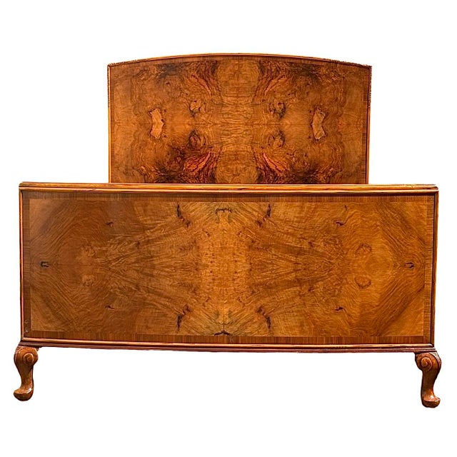 Art Deco Figured Walnut Double Bed, 1920s For Sale - Image 13 of 13