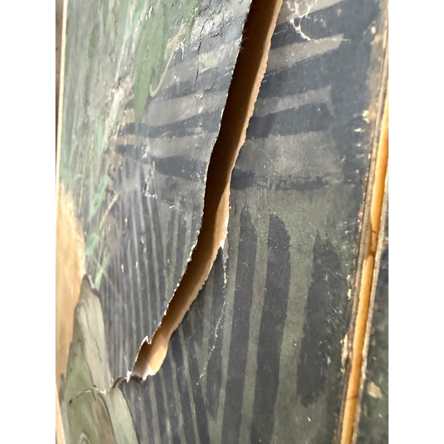 19th Century Japanese Meiji Period Four-Panel Folding Screen – Gilt Paper With Chrysanthemums, Morning Glories & Landscape For Sale - Image 11 of 12