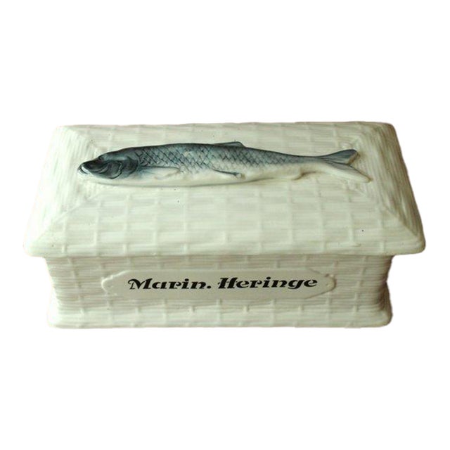 1950s Original Old German Ceramic Fish Pot - Herring Pot - Beautifull Kitchen Decoration For Sale