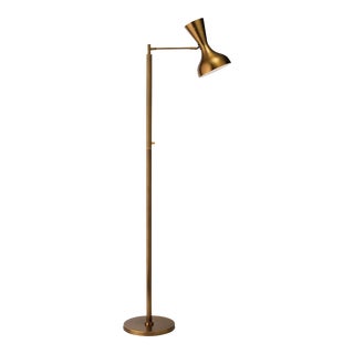Pisa Swing Arm Floor Lamp in Antique Brass For Sale