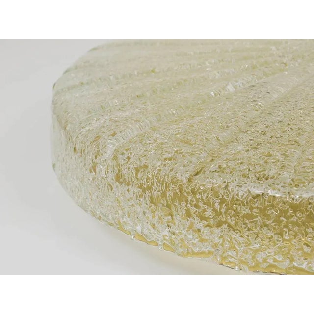 1950s Textured Glass and Brass Flush Mount attributed to Carl Fagerlund for Orrefors, Sweden, 1950s For Sale - Image 5 of 11