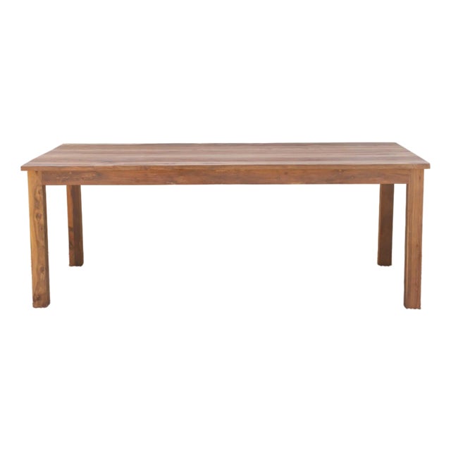 The Architect's 96-Inch Reclaimed Teak Parson Table For Sale