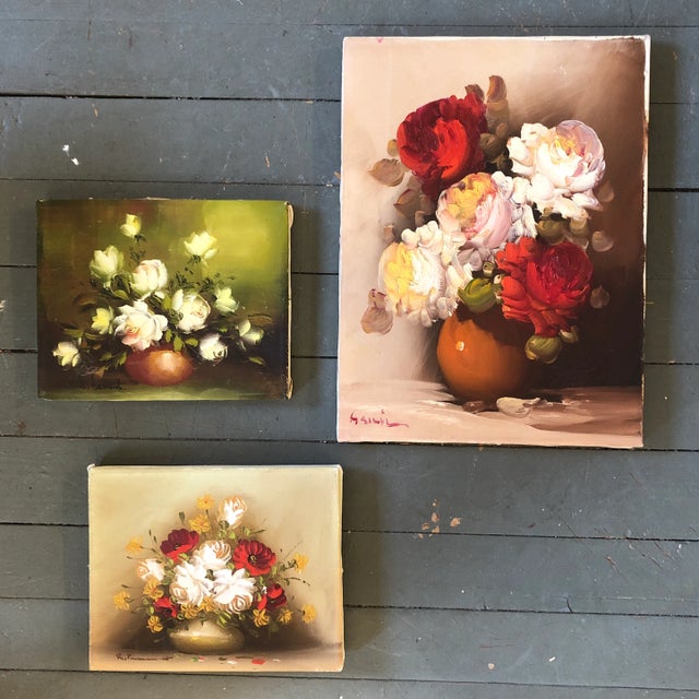 Gallery Wall Collection-3 Vintage 1950’s Impressionist Still Life Paintings With Roses Signed For Sale In Philadelphia - Image 6 of 6