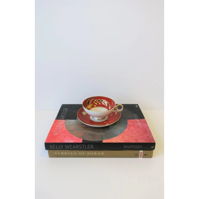 1960s Art Deco Tea or Coffee Cup in Terracotta, Black and Gold Porcelain by Wallendorf For Sale - Image 5 of 12