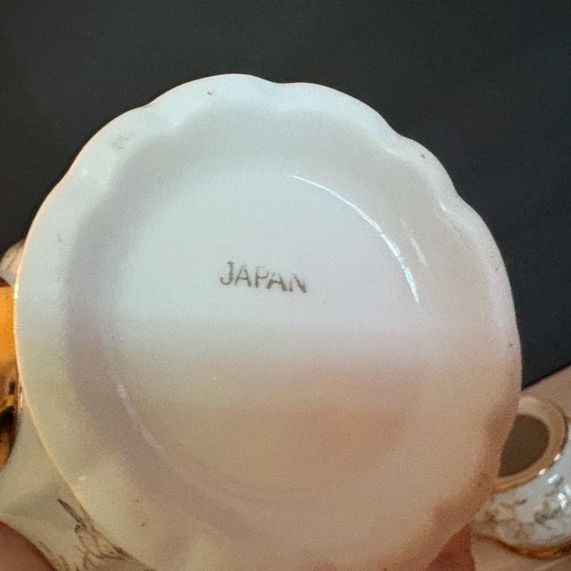 Vintage Porcelain Teapot Set: Gold Floral Design, 1960s. - Set of 2 For Sale - Image 9 of 9