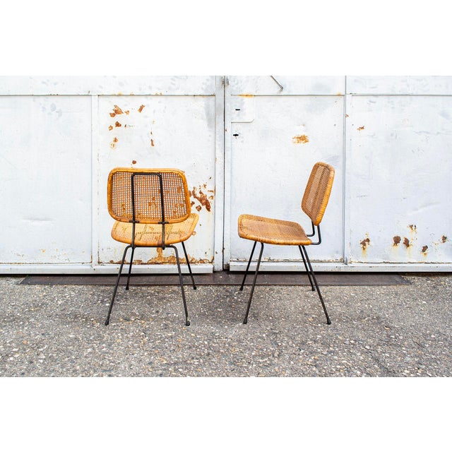 Mid-Century Modern Model 550 Dining Chairs in Wicker by Dirk Van Sliedregt, Netherlands, 1950s, Set of 2 For Sale - Image 3 of 6