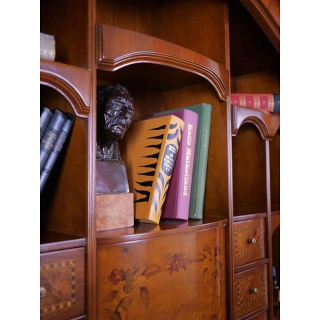 Inlaid Secretary with Bookcase and Writing Desk For Sale - Image 9 of 15