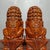 Brown Pair of Hand-Carved Boxwood Guardian Lion Statues on Decorative Bases For Sale - Image 8 of 9