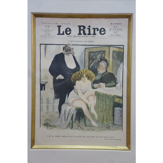 Late 19th Century 4 Antique Le Rire French Belle Epoque Satirical Comic Journal Framed Art 20" For Sale - Image 5 of 18
