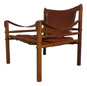 Sirocco Safari Chair in Rosewood and Leather by Arne Norell, Sweden, 1960s