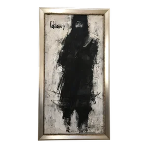 1971 Aldo Luongo Man in Black, Original Oil Painting on Canvas, Framed