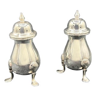 A Pair of Sterling Silver Salt & Pepper Shakers For Sale