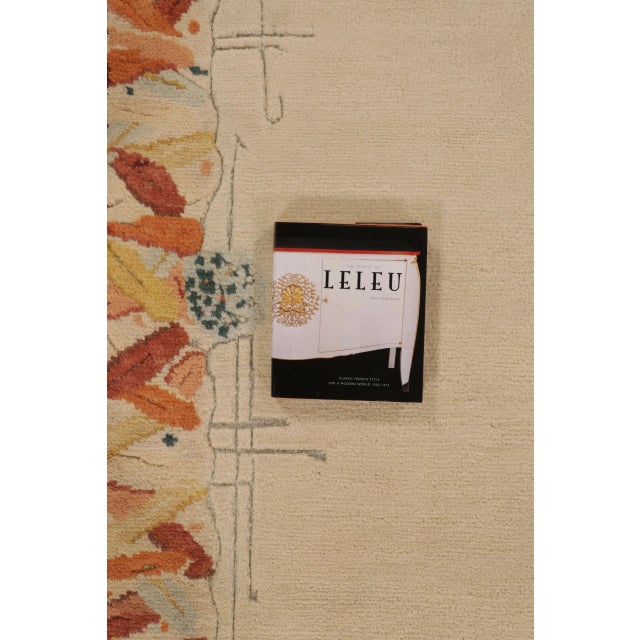 Contemporary Art Deco Style Floral Wool Rug in Beige by Rug & Kilim, India For Sale - Image 10 of 10
