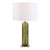 Green Glass/Brass Table Lamp With Shade For Sale