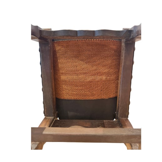Pair of Vintage Spanish Brutalist Leather & Oak Accent Chairs For Sale - Image 13 of 13