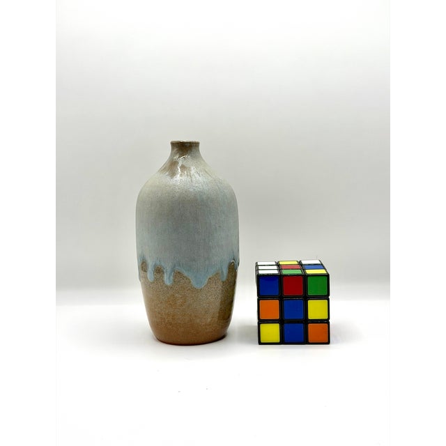 Early 21st Century Vintage Artist Signed Studio Pottery Bud Vase, Blue Drip Glaze Ceramic Vase For Sale - Image 5 of 5