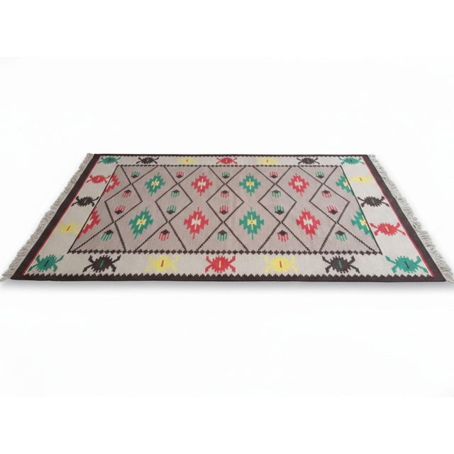 Textile Brussels Style Geometric Kelim Rug, 1960s For Sale - Image 7 of 7