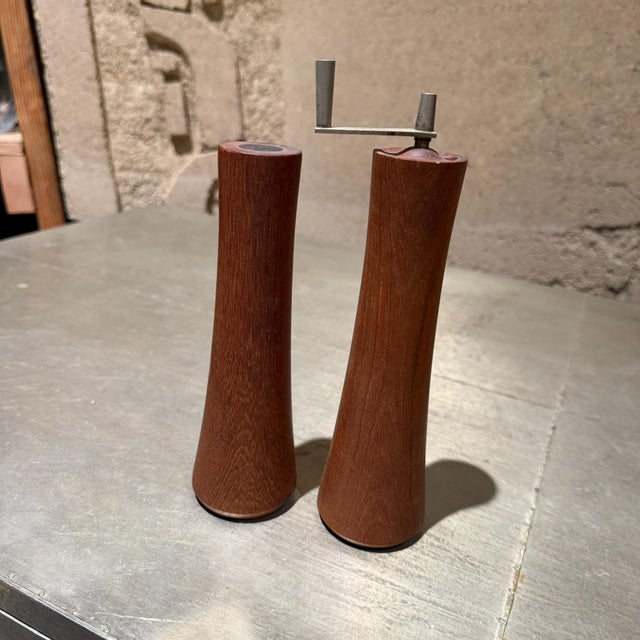 Laurids Lonborg Mid-Century Modern Teakwood Salt and Pepper Shaker Set Laurids Lonborg Denmark For Sale - Image 4 of 8