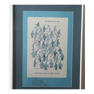 Late 20th Century Sandra Boynton Signed "Be Glad You're You" Penguin Art Print - Custom Framed