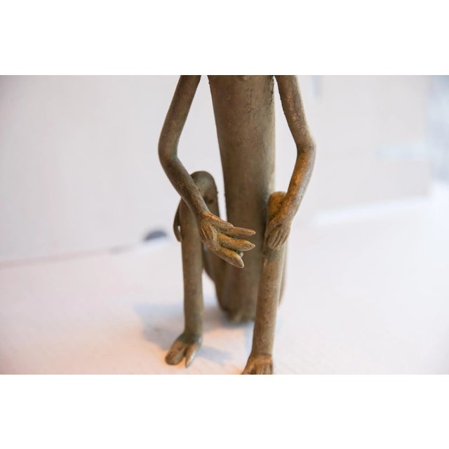 African Vintage African Sitting Monkey With Banana Sculpture For Sale - Image 3 of 8