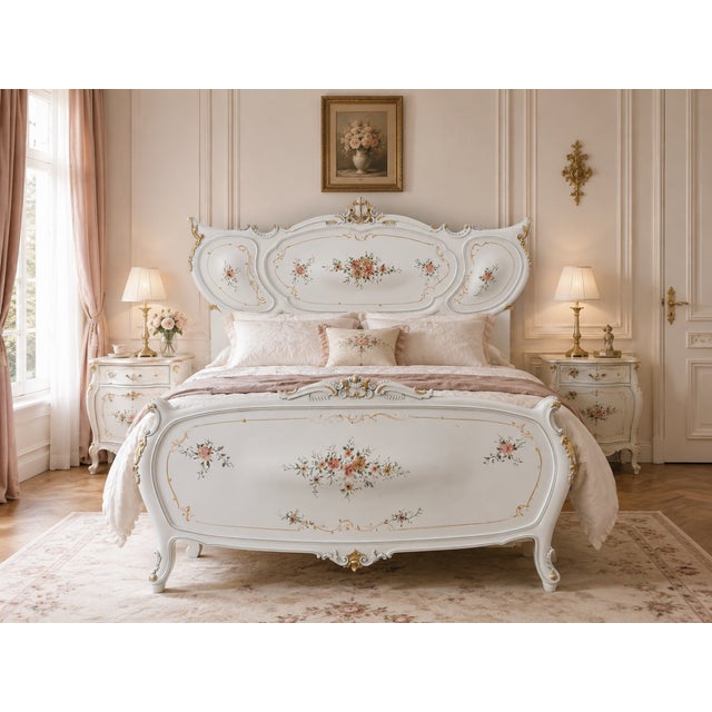 1950s Italian Venetian White Beech Bedframe - 4 Pc For Sale - Image 12 of 12