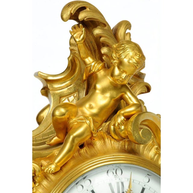 Antique Louis XV Style Clock by Ferdinand Barbedienne, 1880 For Sale - Image 3 of 5