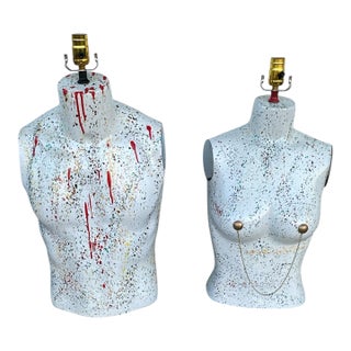 1980s Torso Male and Female Maniquíes Table Lamps - a Pair For Sale