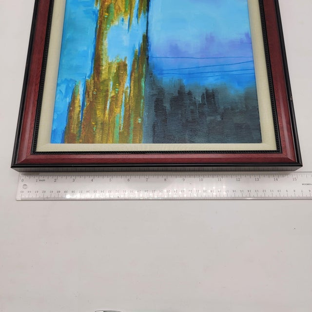 1970s 1970s Original Abstract Landscape Waterfall Painting by Jose Trujillo For Sale - Image 5 of 6
