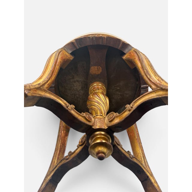 Late 19th Century Late 19th-Century French Giltwood Piano Stool in Blush Linen For Sale - Image 5 of 7