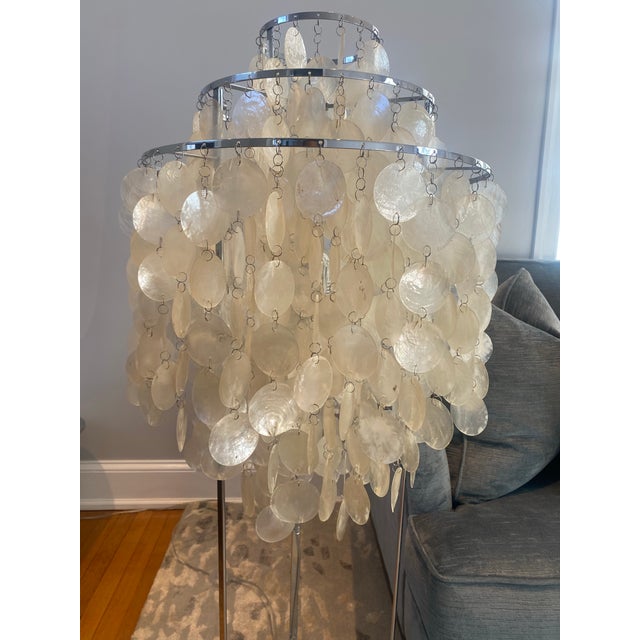 2000 - 2009 Verner Panton Floor Lamp Sea Shells and Chrome for Verpan – Signed With Tag For Sale - Image 5 of 7