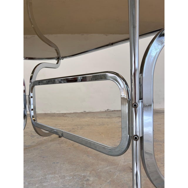 Oval Dining Table in Chrome and Smoked Glass by Gastone Rinaldi for Rima For Sale - Image 9 of 11
