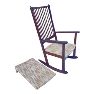 1960s Yngve Ekstrom Rocking Chair Modern Spindle-Back Stained Pine Rocker For Sale