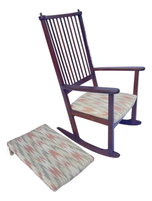 1960s Yngve Ekstrom Rocking Chair Modern Spindle-Back Stained Pine Rocker