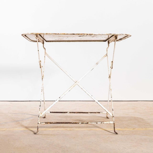 Vintage French White Rectangular Metal Folding Dining Table, 1950s For Sale - Image 3 of 10