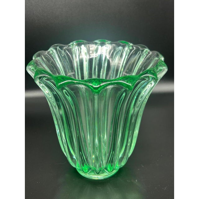 Green Crystal Vase by Pierre Davesn, 1950s For Sale - Image 9 of 9