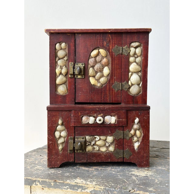 Folk Art Antique Folk Art Coquillage Tabletop Cabinet, Circa Early 20th Century For Sale - Image 3 of 17