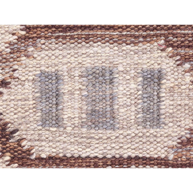 Brown Flatweave Modern Rug In Gray With Scandinavian Pattern "Tally" For Sale - Image 8 of 9