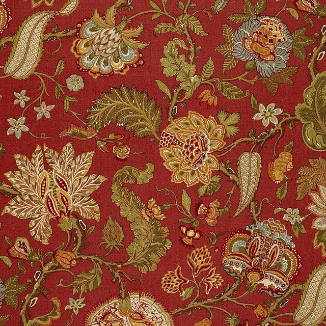 Sample- Schumacher Chalfont Fabric in Paprika For Sale