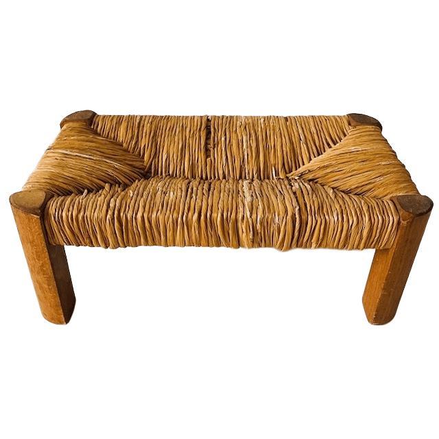 1960s Mid-Century Modern Ottoman in Teak and Rattan, 1960s For Sale - Image 5 of 5