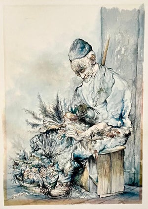 Seymour Rosenthal, Old Jewish Lower East Side NYC Chicken Plucking Seymour Rosenthal Lithograph