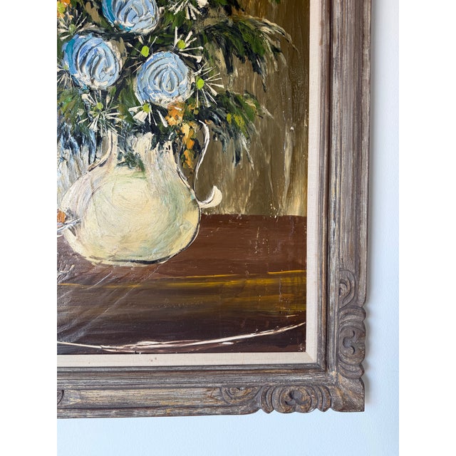 1970s Etta Benjamin Cien (American, 1924-2009) Impressionist Heavy Impasto Floral Still Life Oil on Masonite Painting, Framed For Sale - Image 9 of 12