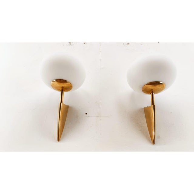 Brass Wall Light with Oval Glass Details For Sale - Image 5 of 12