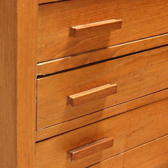 Brown Vintage Oak Wardrobe with Drawers and Hinged Doors, 1960s For Sale - Image 8 of 12