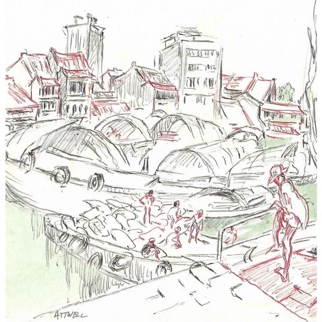Watercolor on paper by English artist Ivy Attwell (1895-1985) of Mayas or Singaporel. Attwell traveled extensively all...