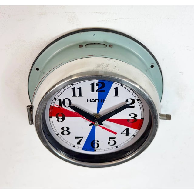 Vintage Blue Navy Wall Clock from Hanil, 1980s For Sale - Image 6 of 18